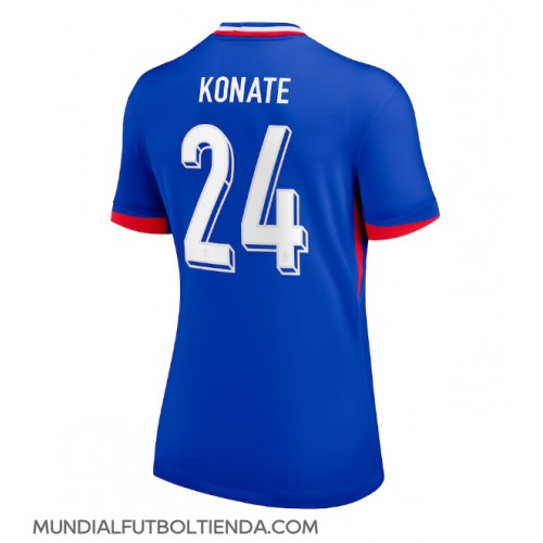 Camiseta Francia Ibrahima Konate #24 Primera Equipación Replica Eurocopa 2024 para mujer mangas cortas